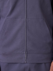 Slate Blue Texture 100% Cotton Lightweight Zip Up Hoodie - Image 8 of 11