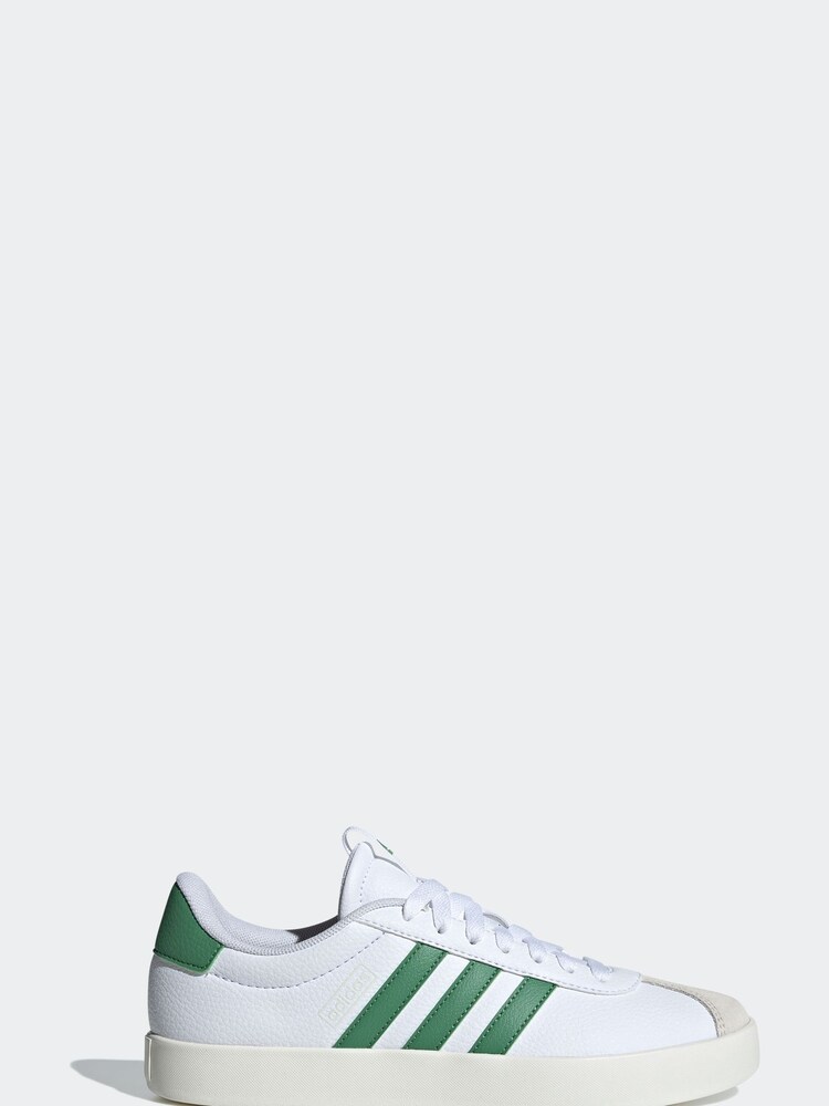 adidas White/Green adidas VL Court 3.0 Trainers - Image 1 of 8