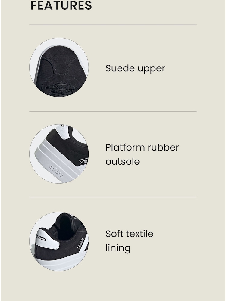 adidas Black/White VL Court Bold Trainers - Image 21 of 21