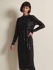 Phase Eight Cindy Sequin Midi Black Dress - Image 1 of 6
