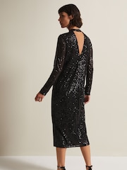 Phase Eight Cindy Sequin Midi Black Dress - Image 2 of 6