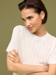 White Linen Blend T-Shirt - Image 1 of 6