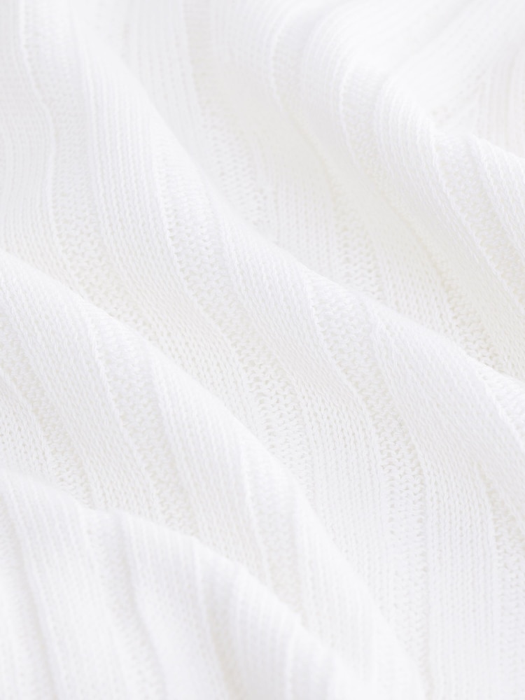 White Linen Blend T-Shirt - Image 6 of 6