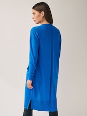Svetlo modra - Pletena pletena jopa Soft Touch Longline - Slika 3 iz 6