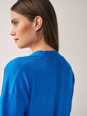 Svetlo modra - Pletena pletena jopa Soft Touch Longline - Slika 4 iz 6
