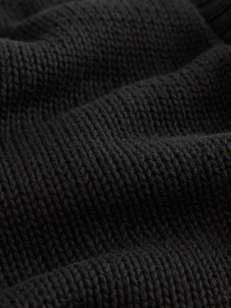 črna - 100% Bombaž Roll Edge Pocket Detail Cardigan - Slika 6 iz 6