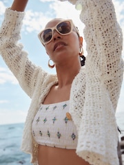 White Stitch Button Through Cardigan - Image 5 of 7