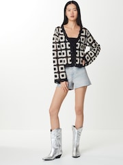 Black/White Longe Sleeve Crochet Cardigan - Image 2 of 7