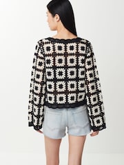 Black/White Longe Sleeve Crochet Cardigan - Image 4 of 7
