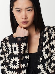 Black/White Longe Sleeve Crochet Cardigan - Image 5 of 7