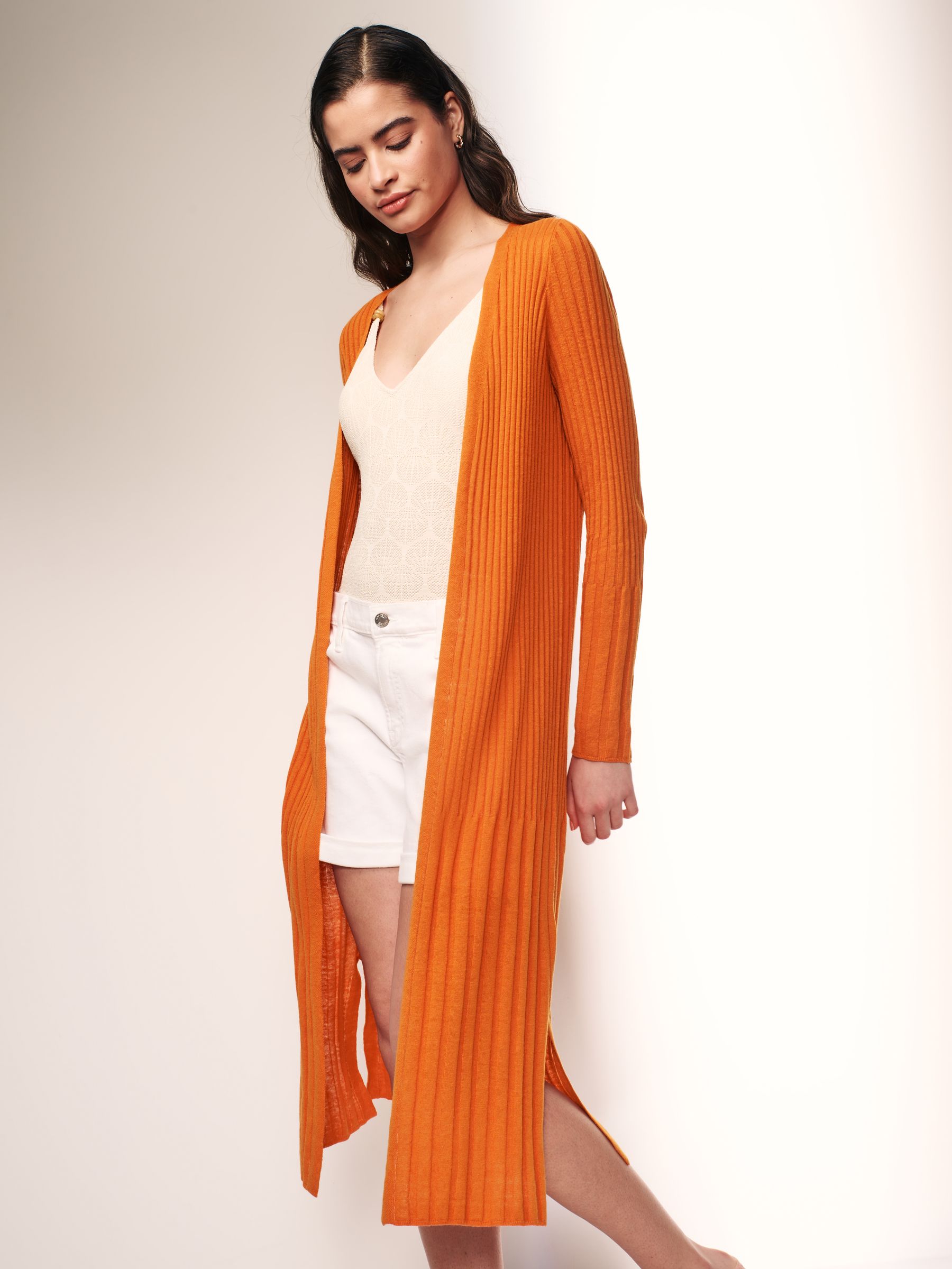 Buy Orange Longine Linen Rib Cardigan from Next South Africa