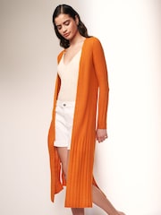 Orange Longine Linen Rib Cardigan - Image 1 of 5