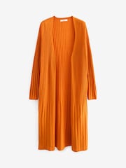 Orange Longine Linen Rib Cardigan - Image 4 of 5