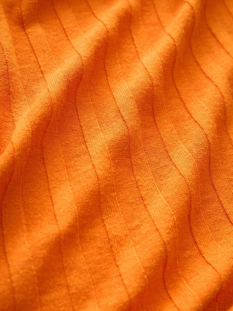 Orange Longine Linen Rib Cardigan - Image 5 of 5