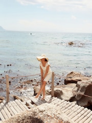 Neutral Crochet Square Neck Mini Dress - Image 2 of 6