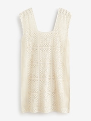 Neutral Crochet Square Neck Mini Dress - Image 5 of 6