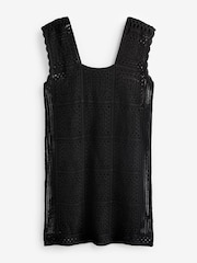 Black Crochet Square Neck Mini Dress - Image 3 of 4