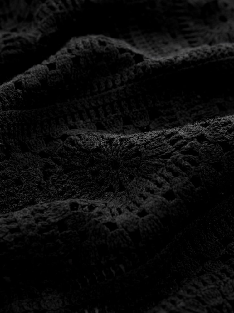Black Crochet Square Neck Mini Dress - Image 4 of 4