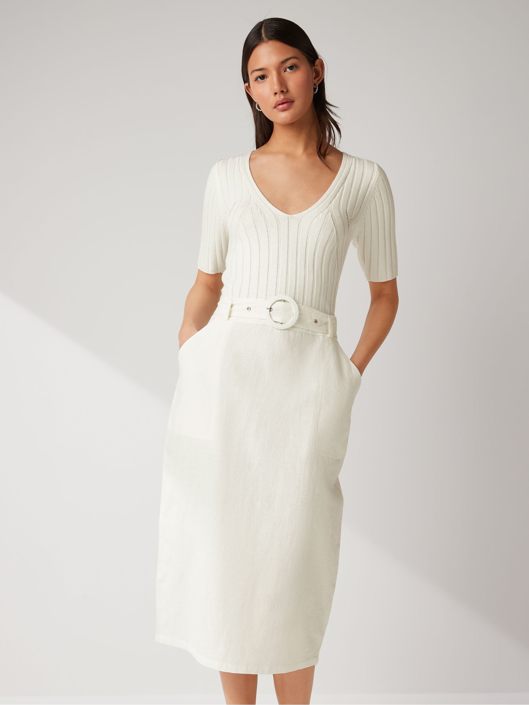 White short sleeve midi dress hot sale