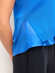 Cobalt Blue Woven Mix Sleeveless Layer Top - Image 4 of 6