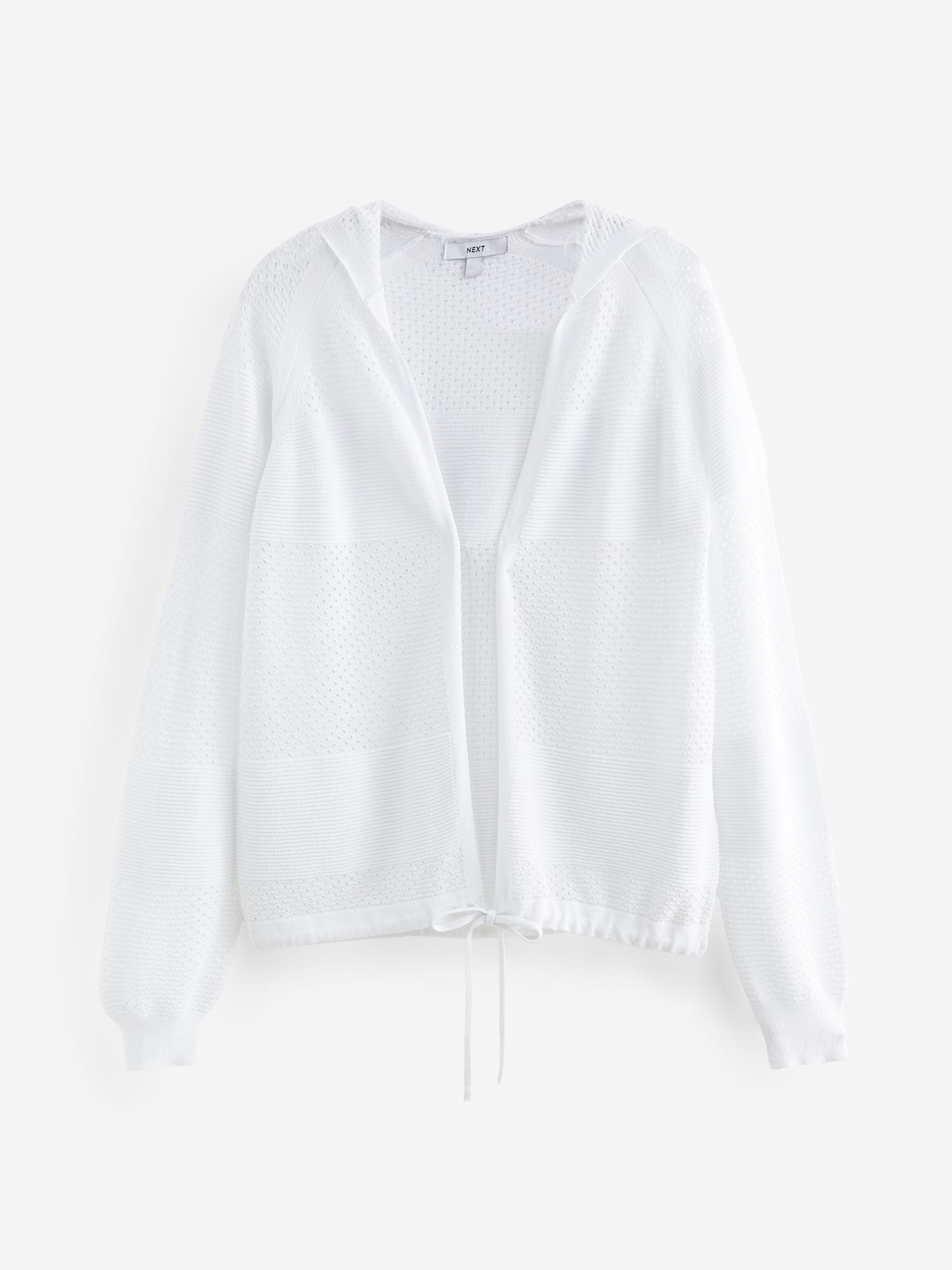 Buy White Mesh Stitch Hooded Cardigan from Next Luxembourg
