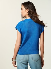 Cobalt Blue Metallic Knitted Vest - Image 3 of 6