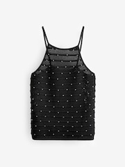 Black Sleeveless Embellished Vest Top - Image 4 of 5