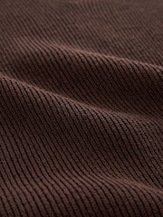Brown V-Neck Linen Short Sleeve Top - Image 6 of 6