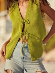 Green Tie Front Knitted Waistcoat - Image 4 of 6