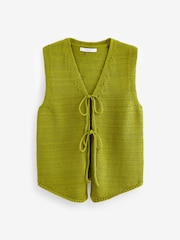 Green Tie Front Knitted Waistcoat - Image 5 of 6