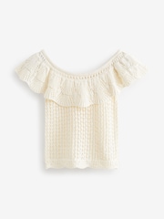 White Crochet Bardot Top - Image 5 of 6