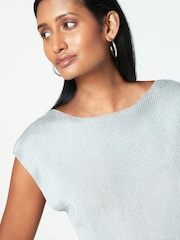 Silver Metallic Knitted Vest - Image 1 of 6