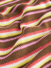Brown Stripe Button Neck Hoodie - Image 6 of 6