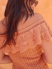 Orange Crochet Bardot Top - Image 3 of 6