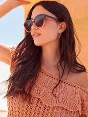 Orange Crochet Bardot Top - Image 4 of 6