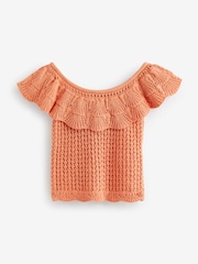 Orange Crochet Bardot Top - Image 5 of 6