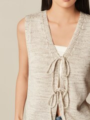 Neutral Tie Front Knitted Waistcoat - Image 3 of 7