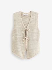 Neutral Tie Front Knitted Waistcoat - Image 6 of 7