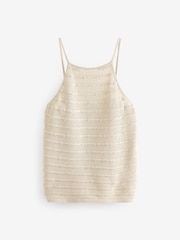 Neutral Brown Sleeveless Embellished Vest Top - Image 5 of 6