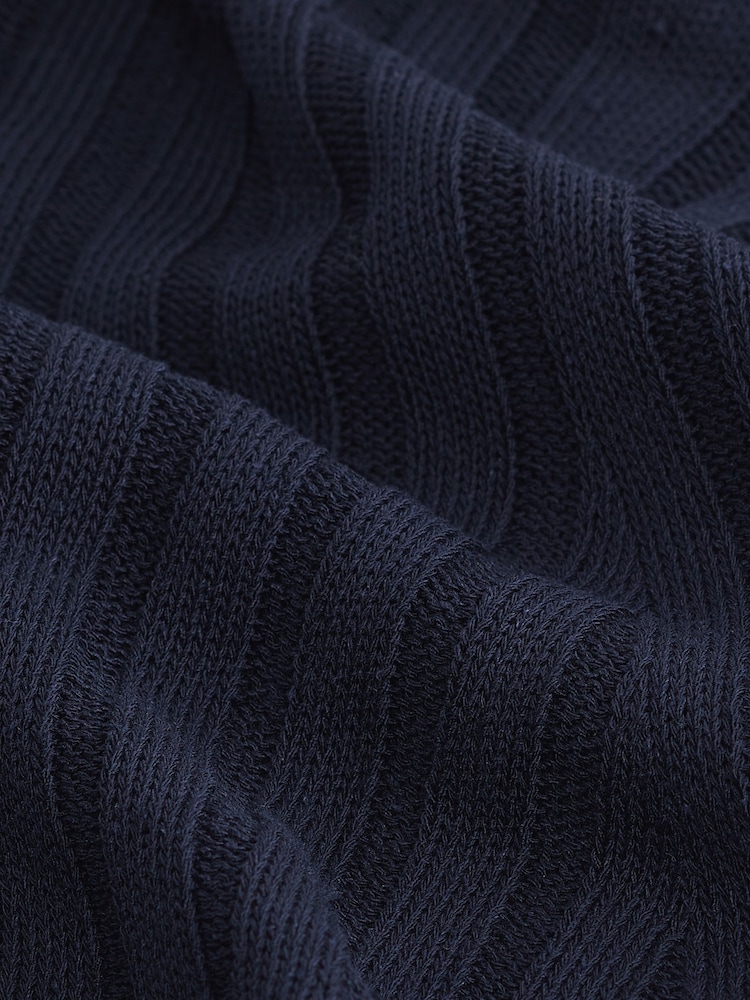 Navy Blue Linen Blend T-Shirt - Image 6 of 6