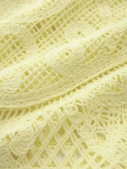 Yellow Short Sleeve Crochet 100% Cotton Crew Neck T-Shirt - Image 6 of 6