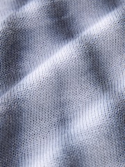 Blue V-Neck Gem Button Linen T-Shirt - Image 6 of 6