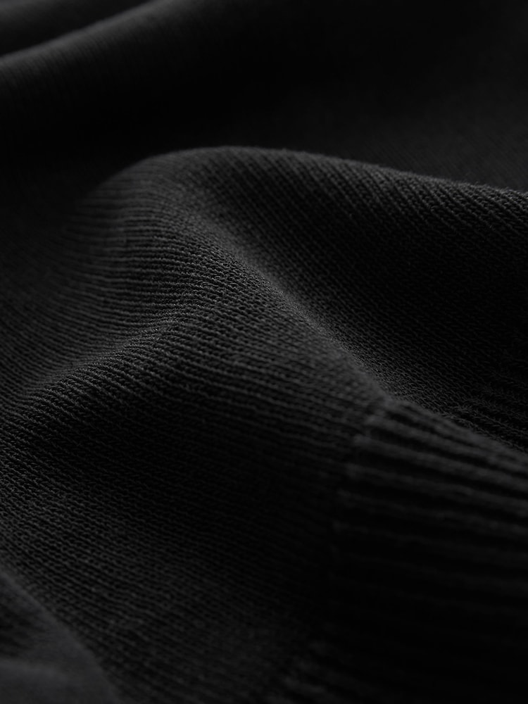 Black V-Neck Gem Button Linen T-Shirt - Image 6 of 6