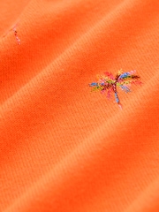 Orange Printed Crew Neck Short Sleeve Knitted Top - Image 2 of 5