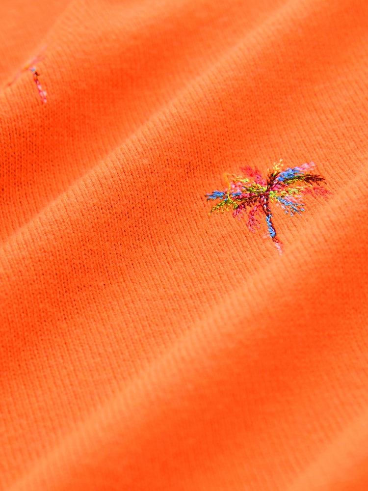 Orange Printed Crew Neck Short Sleeve Knitted Top - Image 2 of 5