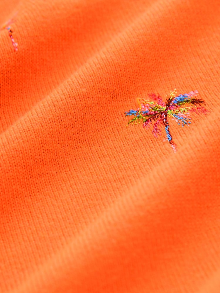 Orange Printed Crew Neck Short Sleeve Knitted Top - Image 5 of 5