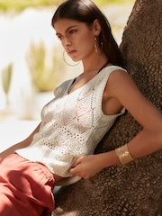 Neutral Stitch Detail Metallic Tank - Image 1 of 5