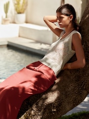 Neutral Stitch Detail Metallic Tank - Image 2 of 5