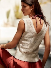 Neutral Stitch Detail Metallic Tank - Image 3 of 5