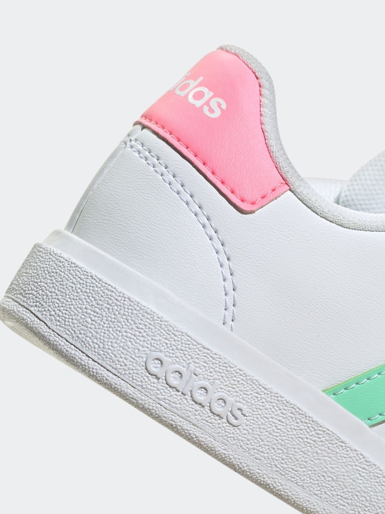 adidas White/Pink Grand Court Elastic Lace and Top Strap Trainers - Image 9 of 9